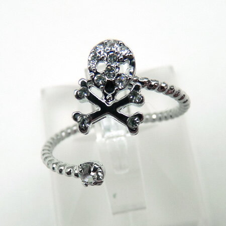 kor256 フリーサイズ デザイン抜群 お洒落なドクロ型ピンキーリング 高級プラチナRG加工 髑髏 シルバーcr 指輪 フリーサイズ ドクロ スカル ホワイト...