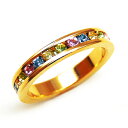 kor296 3号 5号 7号 10号 12号 15号 輝くカラフルCZダイヤ キュービック・ジルコニア かわいいピンキーリング 高級プラチナRG加工 パーティ...