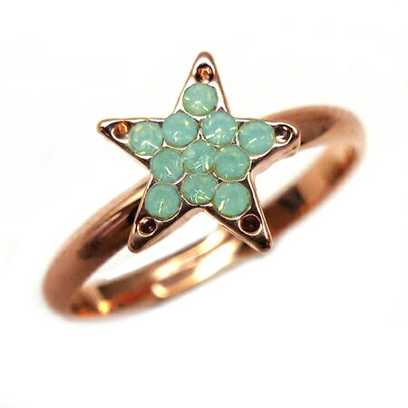kor379 スター型グリーンcrピンキーリング フリーサイズ ピンクゴールドcrお洒落リング 高級プラチナRG加工 レディースファッション 女性用 プレゼント...