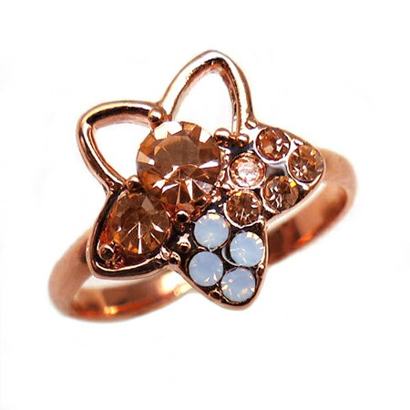 kor411 スター型ピンキーリング フリーサイズ ピンクゴールドcrお洒落リング 高級プラチナRG レディース 星ファッション 女性用 プレゼント ギフト お...