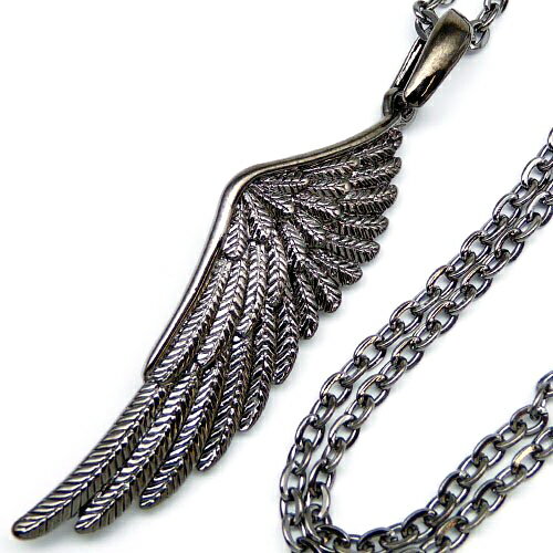 n457 ワイルドブラックメタリック羽根ネックレス フェザー ネックレス 羽 羽根 ジュエリー メンズアクセサリー メンズ ネックレス ペンダント アクセサリー...