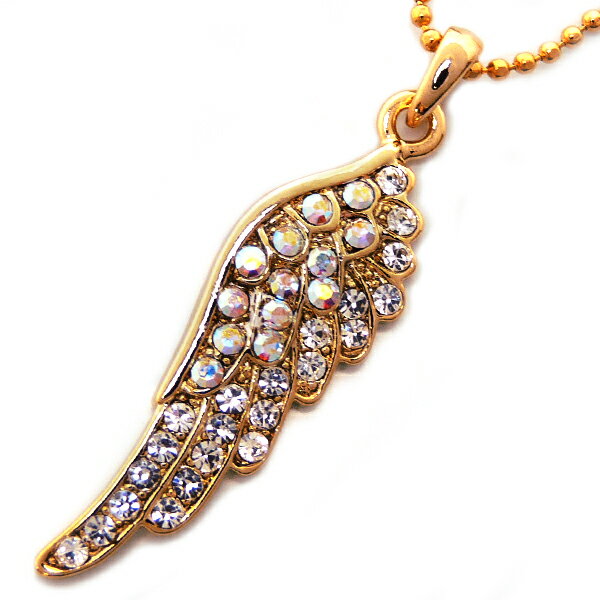 n575 送料無料 羽根ゴールドcolorフェザーネックレス 視線釘付 存在感抜群 ストーン加工 ジュエリー メンズ ネックレス ペンダント ゴールド アクセサ...