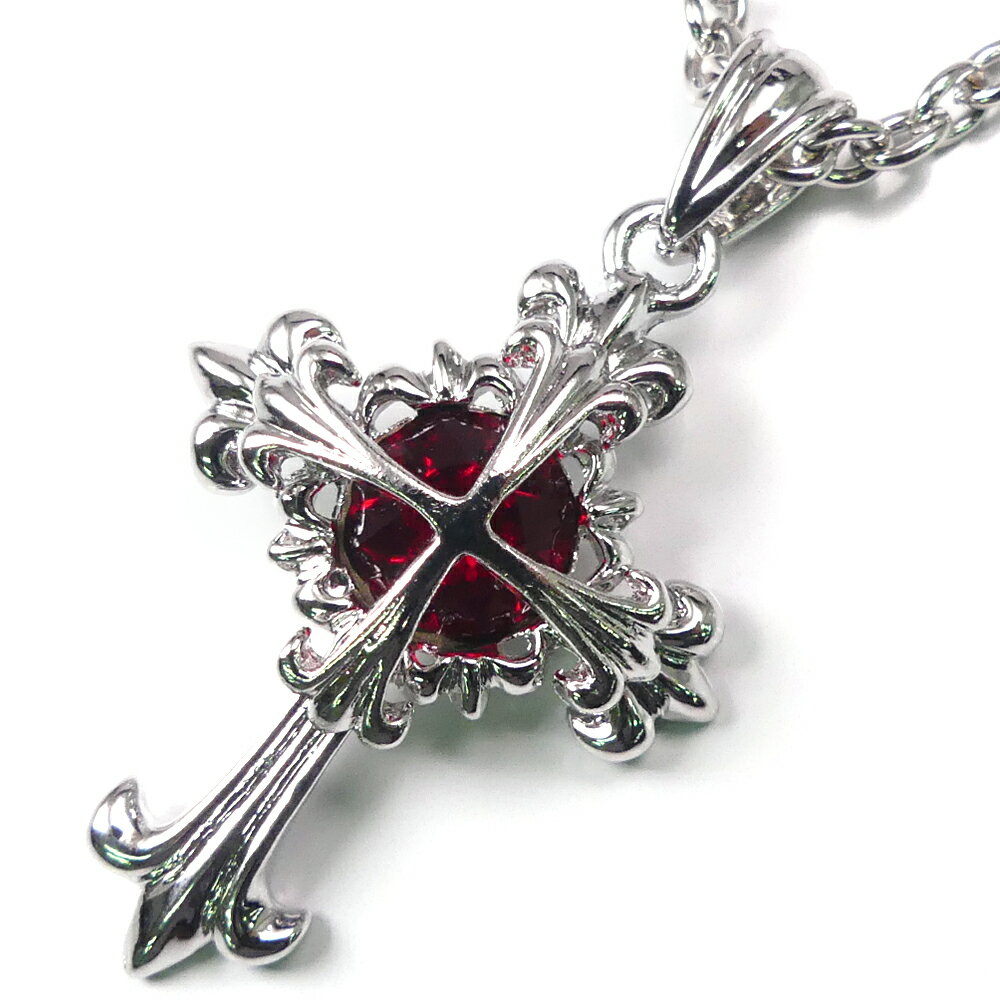 大粒クロスsv ネックレス シルバー color 十字架 レッド 赤 ジュエリー メンズ ネックレス ペンダント シルバー アクセサリー n692 アクセONE