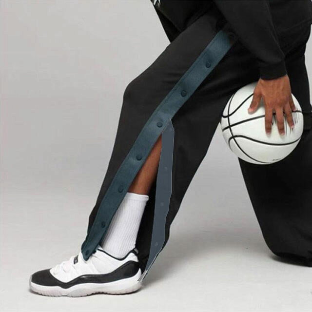 Akyron Styleのジュニア大人バスケットパンツスナップボタンバスケットボールパンツキッズ裾ボタンサイドボタンサイドライン長ズボンロングパンツジャージ下男の子女の子男性女性メンズレディースバスパンバスケパンツ送料無料スポーツウェアトレーニングウエア｜アングル2