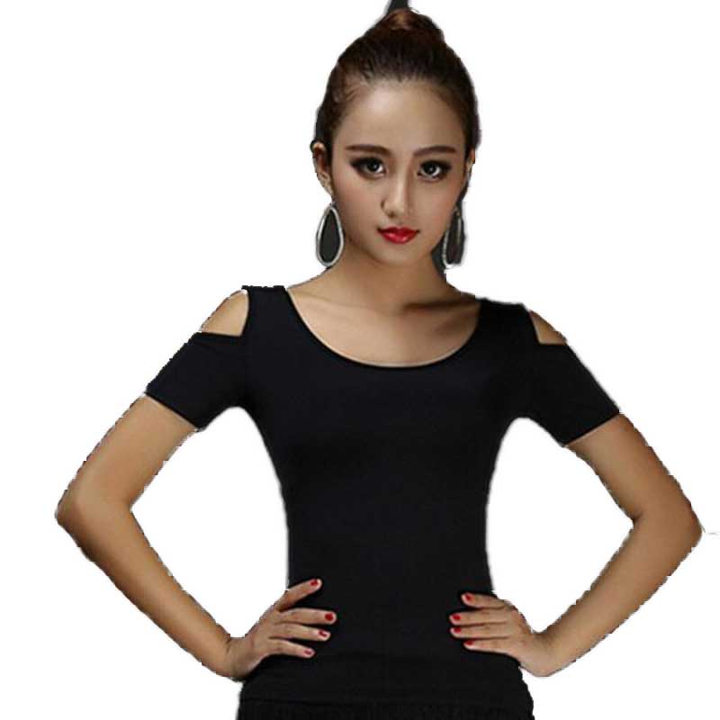 Rakuten - 送料無料社交ダンストップス女性衣装上着半袖競技着モダンラテンダンス上着レディースステージ衣装演奏会フィットネスウェアフラメンコ練習着競技着トップスフリンジスカートとスーツにもなります黒
