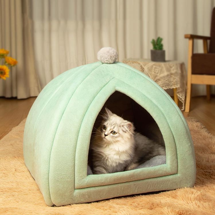ペットハウス寝床猫用犬用ドッグハウスドーム型滑り止め付きキャットハウス室内用...