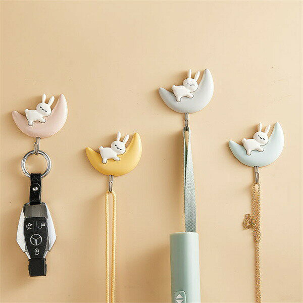 粘着式フックフックシール壁掛け4個セットフックインテリアシンプル北欧カワイイおしゃれシールかわいい穴あけ不要剥がせる装飾キッチンアニマル動物かわいいウサギ 2