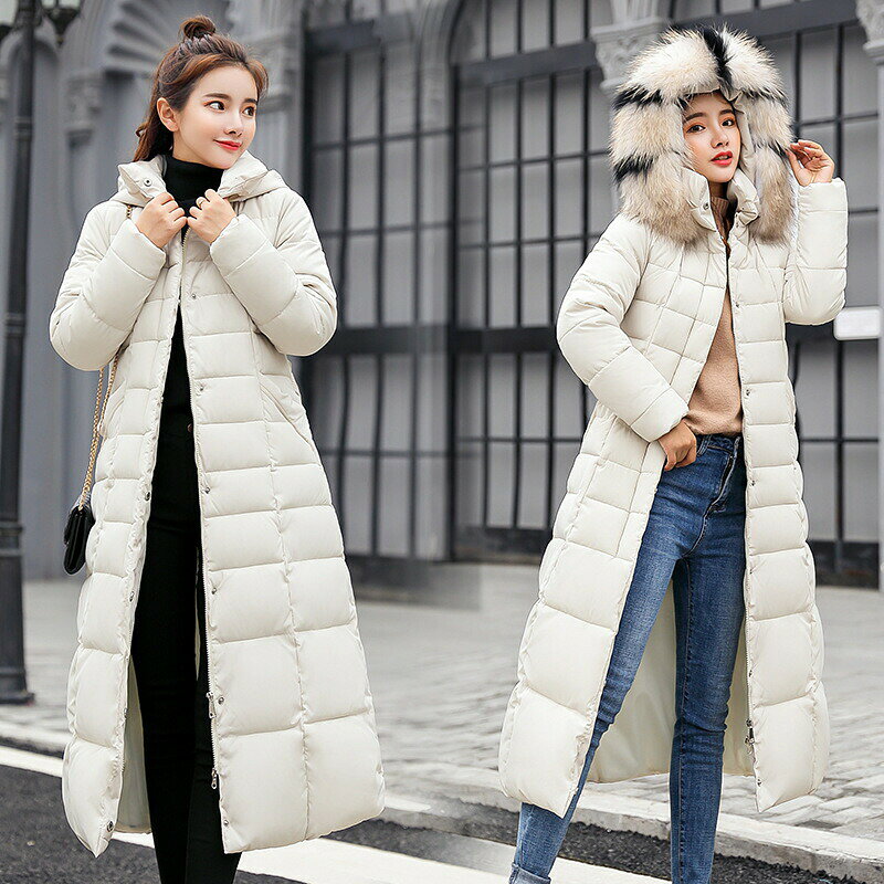 Down Coat - 送料無料ダウンコートレディースロングマキシ丈中綿コートアウター綿入れコートダウンジャケットaライン着痩せフード付きジャケット防寒コート暖か秋冬物軽量お出かけジップアップ防寒着ブラック2xl3xl処分