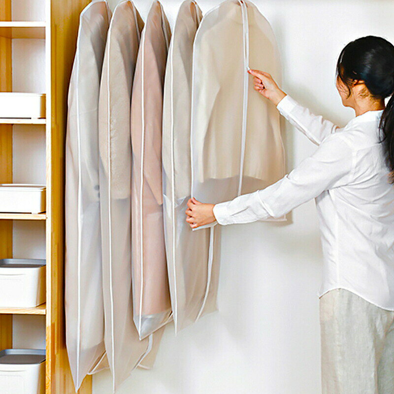 洋服カバー20枚組スーツサイズ全面カバー衣類カバー衣装カバー中身が見えるほこり除け無地 - 3