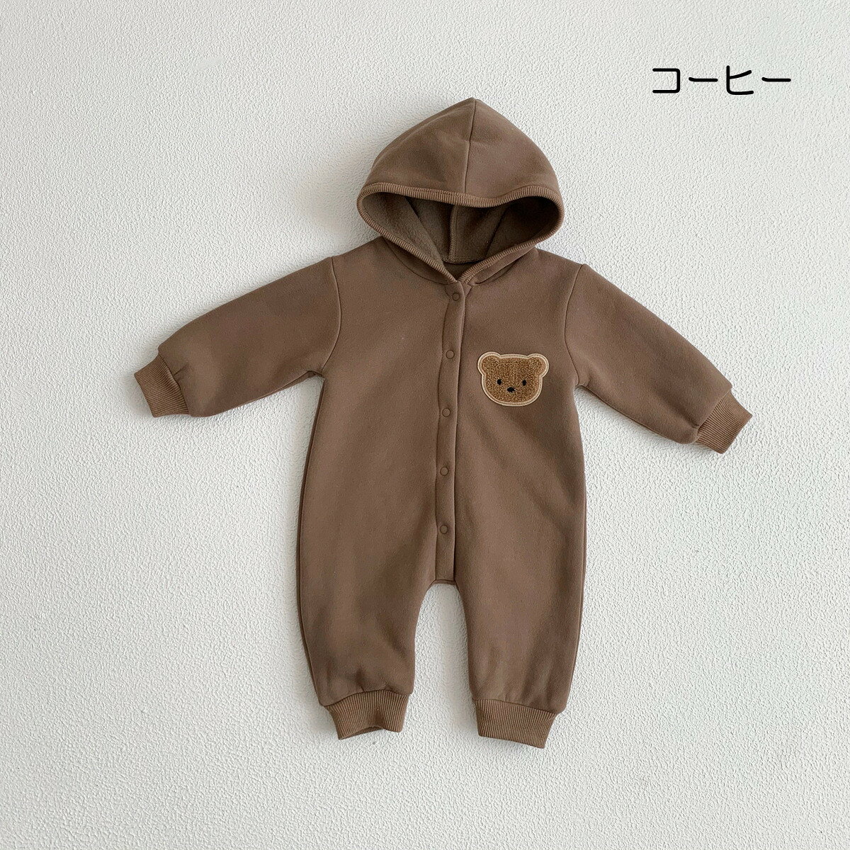 Akyron Styleのカバーオールもこもこ冬ロンパースベビーロンパースくま男の子女の子アウター長袖防寒新生児ツーウェイオール秋冬寝袋パジャマもこもこきぐるみ着ぐるみベビー服出産祝い結婚祝い百日祝い妊婦プレゼント｜アングル2