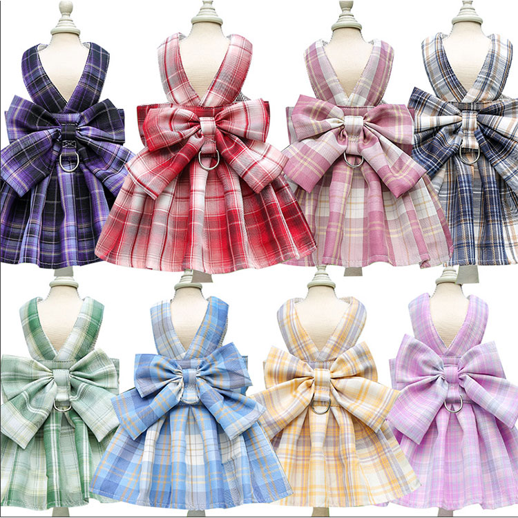 Akyron Styleのペット用品ハーネスリード2点セット猫用小型犬用かわいいお姫様ワンピース全8色リード長さ120cmリード幅2cmxs(0.5-1.5kg)s(1.5-2.5kg)m(2.5-4kg)l(4-5.5kg)xl(5.5-7kg)2xl(7-10kg)｜アングル2
