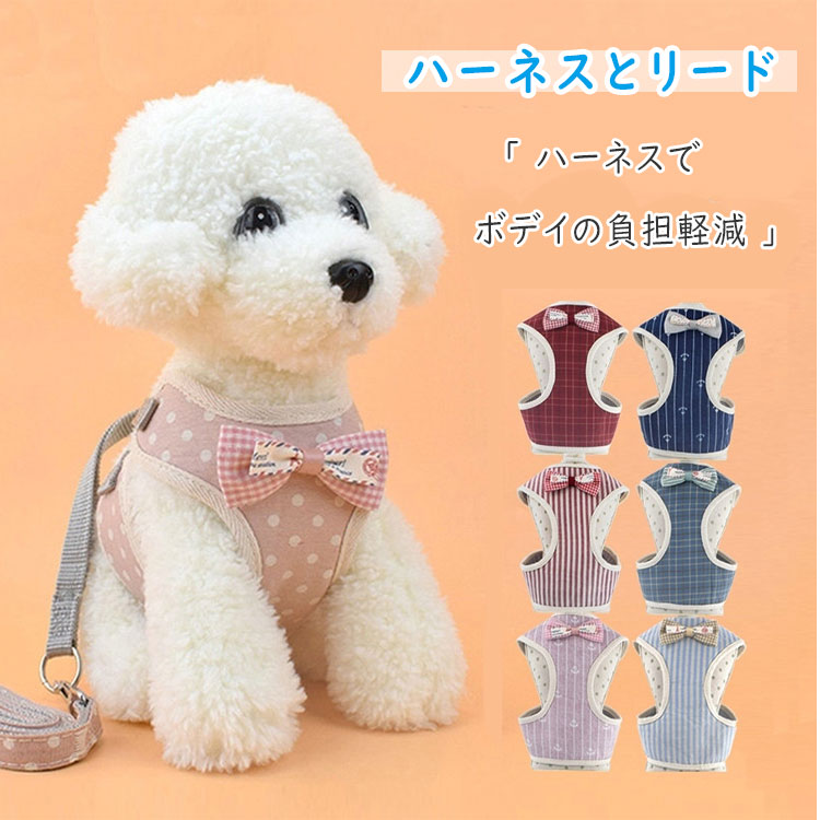 Harness Leash - ペット用犬用ハーネスとリード2点セットベスト型ハーネス＆リードストレス軽減高強度縫製軽量メッシュ通気性あり肌触りいい表地ククリップをワンタッチで簡単着脱簡単調整しつけ