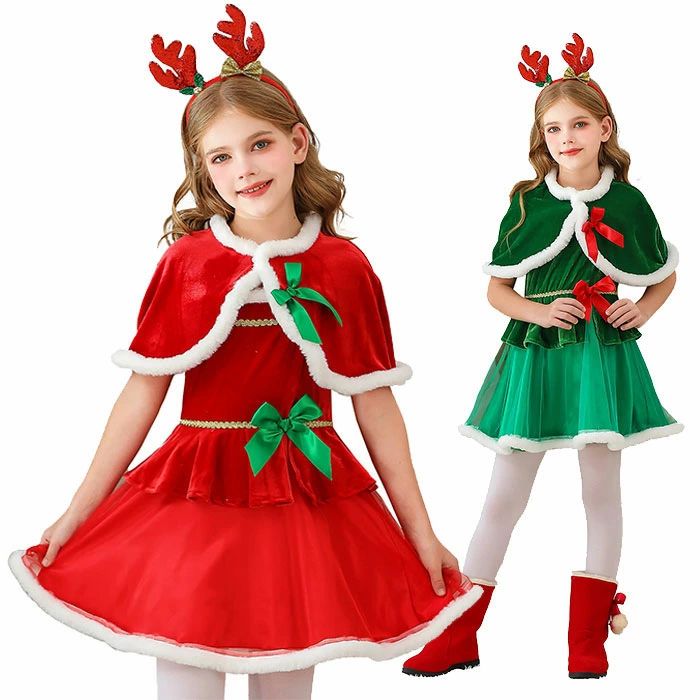 Rakuten - サンタ コスチューム クリスマス キッズ 子供服 サンタ コスプレ 衣装 キッズ ワンピース モコモコ あったか ポンチョ 可愛い 女の子 サンタコス サンタ衣装 サンタ コスチューム キッズ 着ぐるみ サンタクロース クリスマス衣装