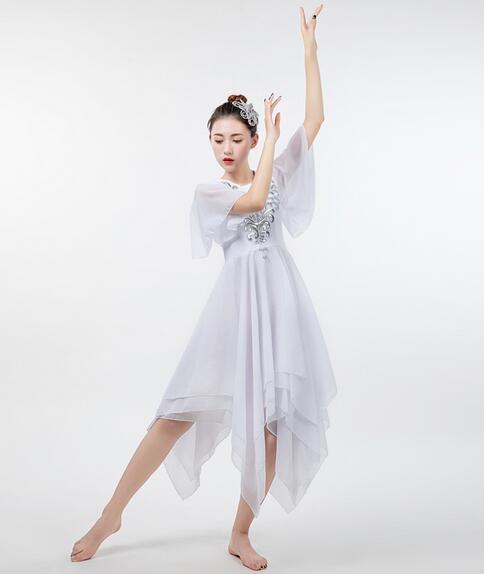 レディースワンピース スパンコール 大人モダン社交ダンスウェア シフォン レイヤード バレエラテンダンス衣装 タンゴワルツダンス衣装 レッスン練習 舞台DS演出服