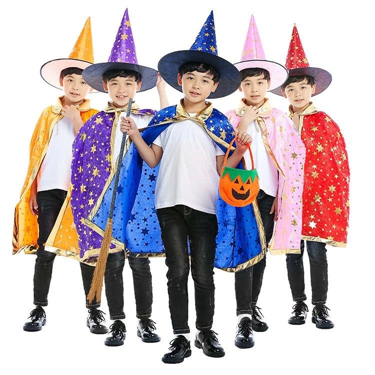 Rakuten - ハロウィン 衣装 子供 マント 女の子 魔女 ハロウイン 仮装 キッズ クローク コスプレ 子供コスチューム パーティー 男の子 仮装用マント ハロウィン 星柄 帽子付き 魔法使い キッズ cosplay コスチューム キッズ ウィッチ ハロウィーン