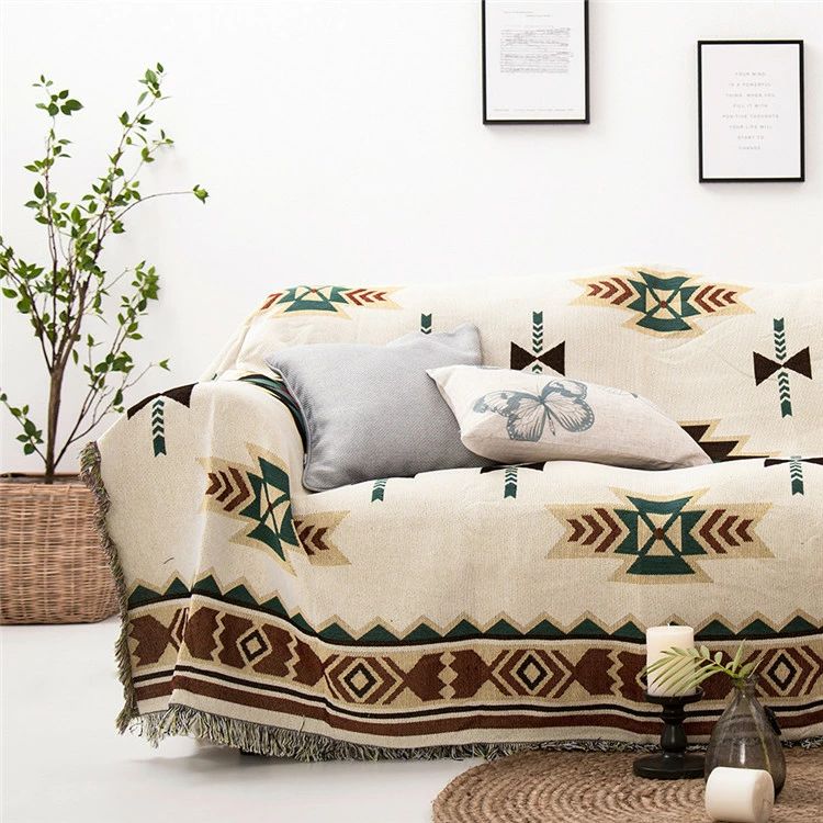 Sofa Covers - マルチカバー 北欧 大判 ソファーカバー ブランケット テーブル掛け テーブルクロス 敷物 2人掛け 毛布 ソファー おしゃれ フリンジ付き マルチクロス 水洗い 洗濯機も可能 多機能 カーペット 幾何 鳥柄 山水柄 春夏秋冬