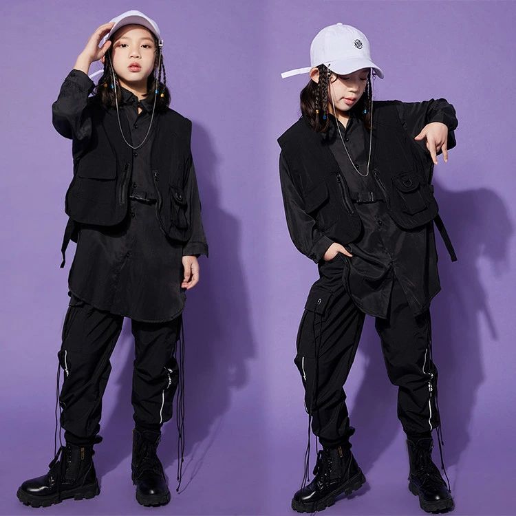 兒童套裝 - キッズ ダンス 衣装 セットアップ ステージ衣装 キッズダンス衣装 ヒップホップ かっこいい HIPHOP ガールズ 原宿系 ジュニア トップス パンツ 派手 ダンス衣装 男女兼用 上下ベスト タンクトップ 子供服 キッズダンス ストリート 110-170cm