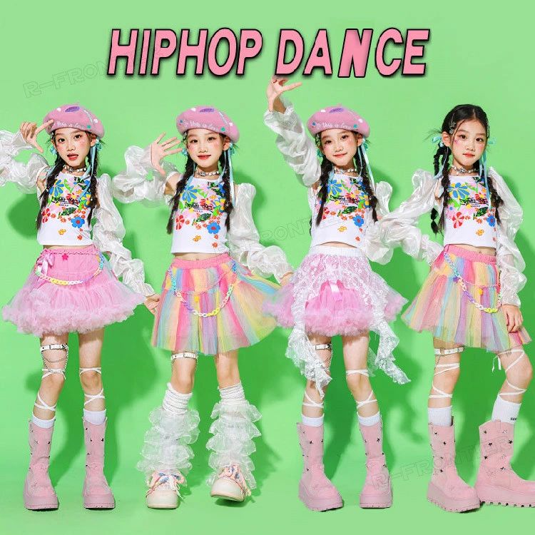 k-pop 衣装 ダンス衣装 キッズ へそ出し トップス 女の子 セットアップ チュールス...