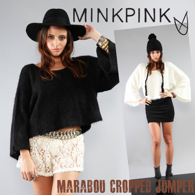 MINK PINK ミンクピンク MARABOU CROPPED JUMPER もこもこルーズ セーター 雑誌掲載 セレブ 愛用 05P03Dec16 レディース 【楽ギフ_○○】