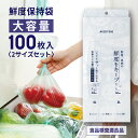 保存袋 キープバッグ 100枚入【ビニール袋 食品用 鮮度保持袋 保存 鮮度キープ 4L 2L 大容量 100枚 野菜保存袋 野菜 果物 新鮮 保存 長持ち ポリ袋 無地 キッチン グッズ ストック 葉物 袋 便利 マチあり マチなし】