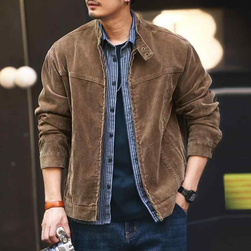 メンズ トップス ジャケット アウトドア ブラウン 茶色 紳士服 シャツ アメリカン 大きいサイズ レトロ コーデュロイ ジッパー ワークウェア 羽織り おしゃれ 秋 冬 コットン カジュアル M-4XL