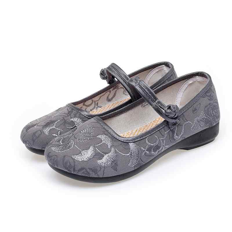 パンプス レディース 靴 フラットシューズ 刺繍 ダンスシューズ ラウンドトゥ ローヒール ストラップ ..