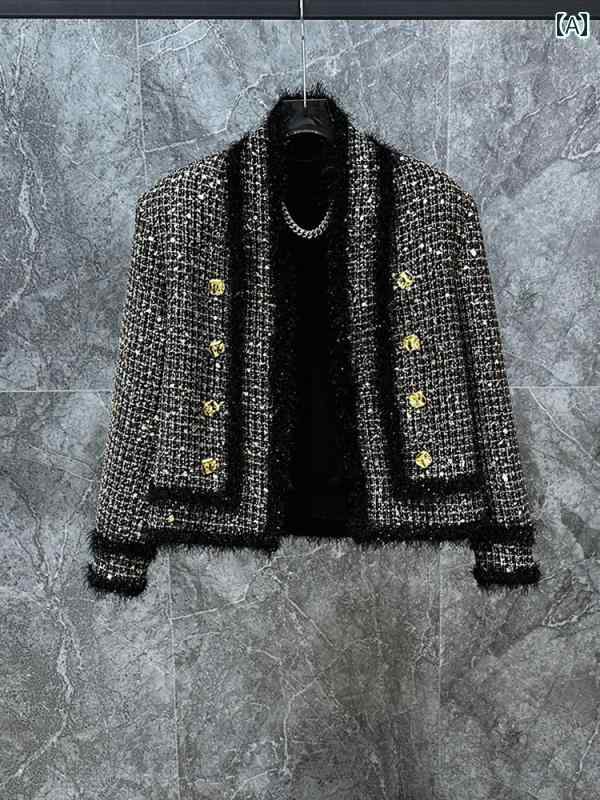 メンズ ジャケット スパンコール 舞台 ステージ 衣装 ゴールド ブラック スーツ ツイード タッセル テーラード 長袖 演出 服 ダンスウェア 秋 冬 おしゃれ 司会者 歌手 発表会 イベント ダンス 年末年始 カラオケ
