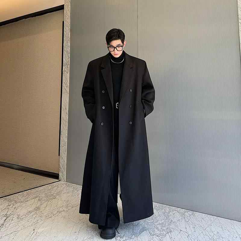 メンズ コート スーツ 男性 ファッション 韓国 オシャレ ロング 冬 カジュアル コットン 大きいサイズ ゆったり 無地 ブラック 黒 軽量 長い 暖かい 通勤 通学 散歩 デートショッピング 旅行 プレゼント クリスマス M-XL