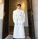 メンズ コート ジャケット 男性 肩パッド入り ファッション ウール 韓国 オシャレ ロング 冬 カジュアル 高級 英国風 大きいサイズ ゆったり 無地 ブラック ホワイト 軽量 長い 暖かい 通勤 通学 散歩 デート ショッピング M-XL