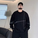メンズ セーター 大きい 秋 冬 長袖 オーバーサイズ ブラック ベルベット アウトドア 男性 大人 私服 買い物 ショッピング デート カジュアル スウェット...