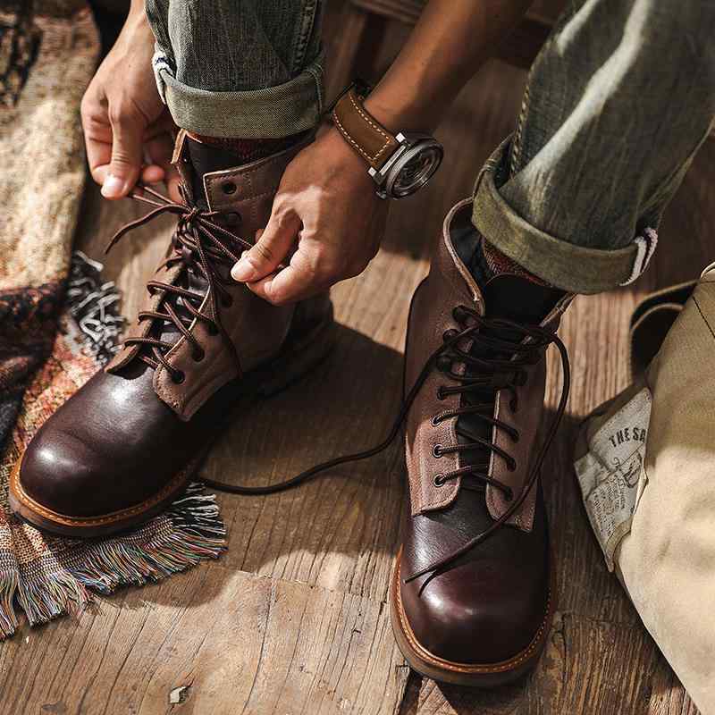 ブーツ メンズ ショートブーツ マーティン ブーツ マウンテンブーツ ワークブーツ レースアップ 編み上..