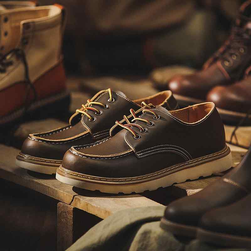 ブーツ メンズ ローファー ショートブーツ 牛革 紳士靴 ワークシューズ レースアップ 編み上げ 幅広 レ..