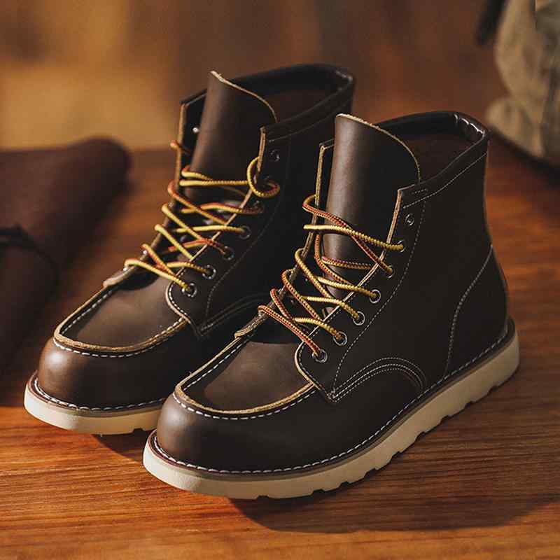 ブーツ メンズ ショートブーツ 牛革 マウンテンブーツ ワークブーツ レースアップ 編み上げ ブラック ..