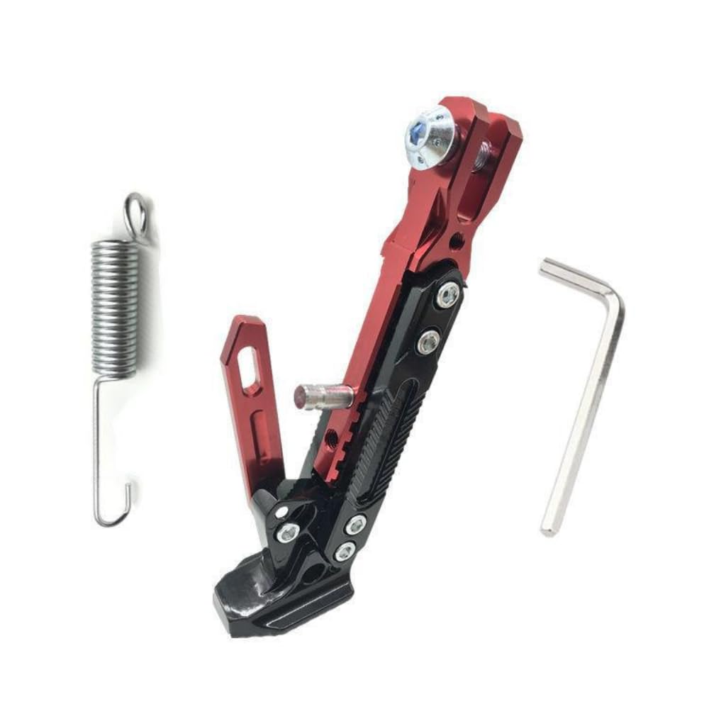 JUSTVEL バイク サイドスタンド キックスタンド アルミ合金 高さ調節可能 取り付け簡単 オートバイ バイク用 フット キックスタンド 6段階 長さ約19cm～25cm バイク用品 原付 バイク バイクスタンド 駐輪場 スタンド 駐車場 便利 グッズ 便利グッズ