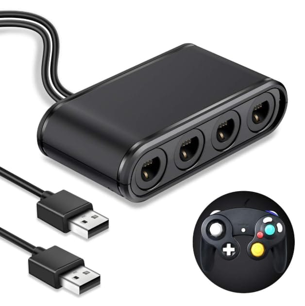 GCコントローラー接続タップ ゲームキューブコントローラー 互換 接続タップ 4ポート 最大8人同時にプレイ 大乱闘スマッシュブラザーズ対応 switch OLED/Switch/Wii U/PC用
