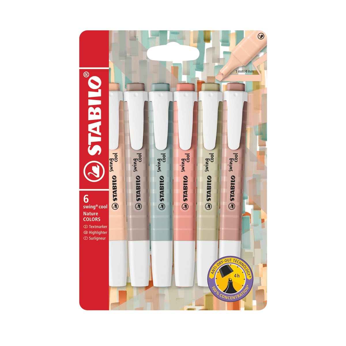 STABILO スタビロ 蛍光ペン スイングクール ネイチャーカラー 6色セット 275-6-09