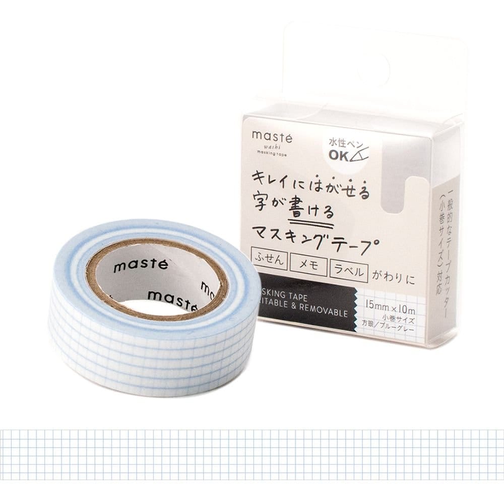 マークス 水性ペンで書けるマスキングテープ 小巻 ｢マステ｣ 方眼ブルーグレー MST-...
