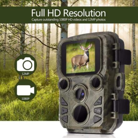 防犯カメラ トレイルカメラ 小型 1080P フルHD 屋外 不可視赤外線カメラ 人感センサー 動き検知 搭載 監視カ