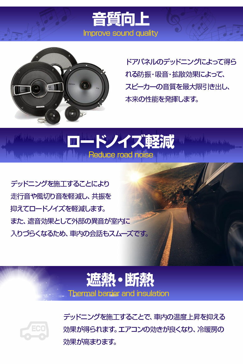 車内のビビリ音対策 デッドニング施工 吸音シート100cm 50cm 6枚分 カスタム まとめてお得 デッドニング 工場直送 吸音シート 100cm 50cm 6枚分セット Gav 裏面全面粘着タイプ ビビリ音 防止 雑音 吸音材 音もれ 走行振動 対策 オーディオ Diy 車 保温 防音 断熱 振動 高性能