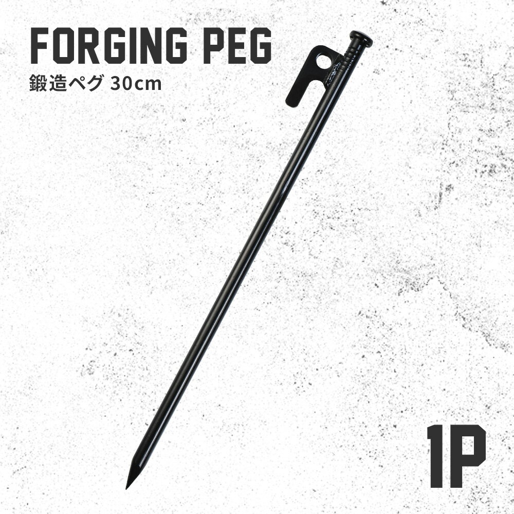 【20日限定クーポンで10%OFF】 鍛造ペグ 30cm 1本 テント タープ 固定 電着塗装 安全キャップつき キャンプ アウトドア 登山 レジャー 砂地 河原 山 強度 耐食性 耐久性 防水 防錆 スチールペグ テントペグ タープペグ 送料無料 GAV