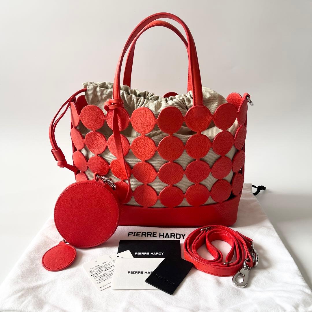 PIERRE HARDEY　ピエールアルディ　ビュル　トートバッグ　ミニ　2way　レザー　レッドサンド　【中古】