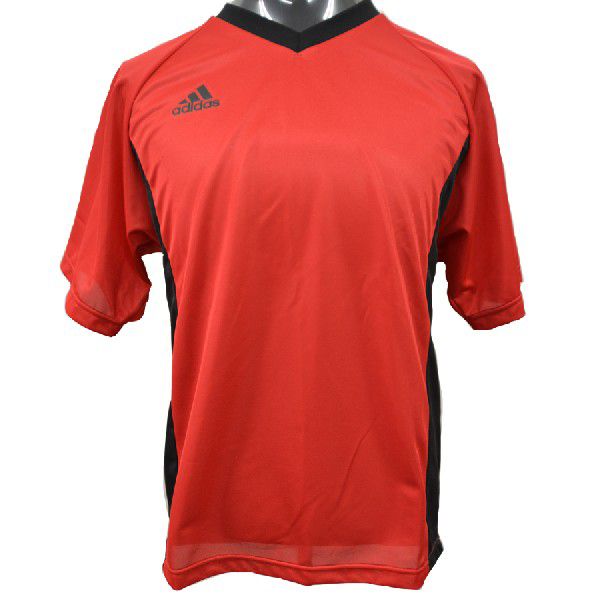 送料無料（背番号付き）adidasアディダス サッカー　フットサルオリジナルサッカーシャツ　ZS503　レッド赤　Lサイズ　練習着　オリプラ　1枚から作成可能 プレゼント ギフト