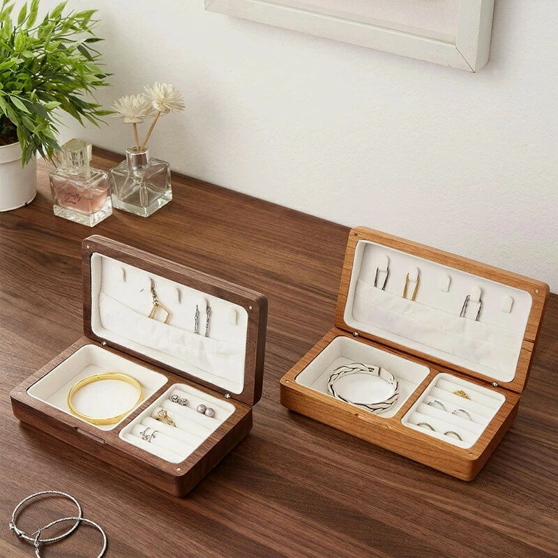 Rakuten - ジュエリーボックス 木製 天然木 高級 ウォールナット材　アクセサリーケース 木製 多機能 アクセサリー収納 防湿/防水/防カビ ジュエリーケース アクセサリーボックス カビ防止 北欧 ジュエリー収納 ピアス 指輪 腕時計 ネックレス