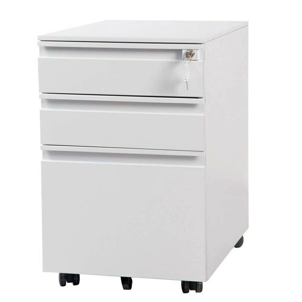 ホワイト デスクワゴン 完成品 サイドワゴン 1年安心保証 オフィスワゴン 大容量 3段 組立て不要 キャ..