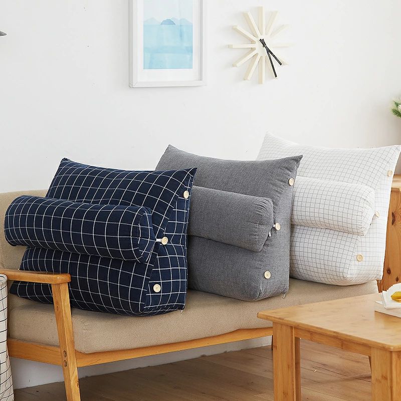 Low Rebound Cushions - 背もたれ クッション 三角クッション 三角 枕 クッション テレビ枕 足枕 腰枕 3段調節 腰クッション 筒型の枕付き ポケット付き ソファ 座布団 クッション フロアクッション 12色