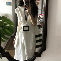 Rakuten - ワンピース ホワイト レディース ジャンスカ サイドリボン ロング フェミニン 上品 大人 軽やか Aライン 可愛い シンプル 華やか 楽ちん ナチュラル 大きいサイズ 春 夏