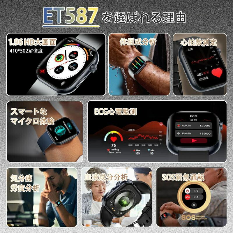 スマートウォッチ 日本製 血圧 心拍数 血糖値...の紹介画像2