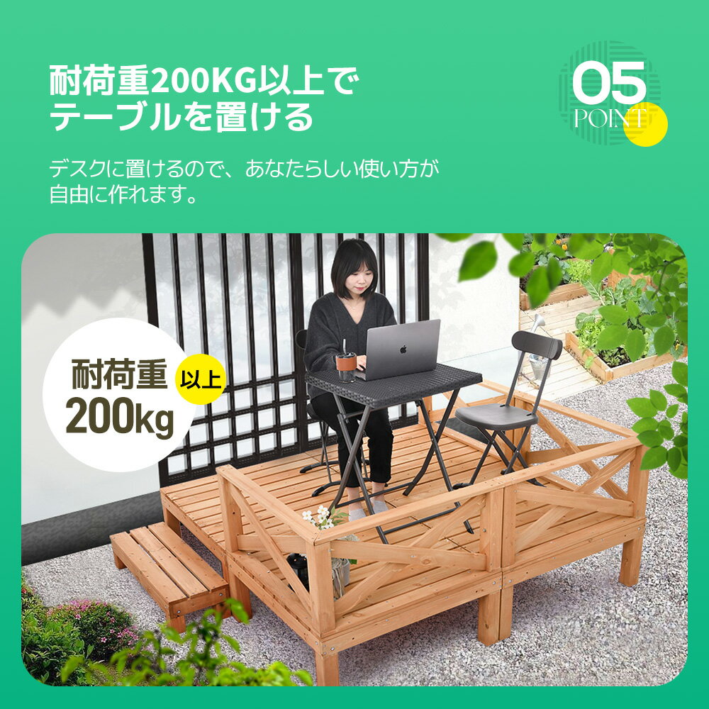 乐天商城 - ウッドデッキ 縁台 天然木 キット 8点セット ウッドパネル テラス バルコニー ベランダ 踏み台付 ステップ フェンス 北欧 キットウッド ガーデンデッキ ガーデニング エクステリア 庭先 頑丈 ガード DIY おしゃれ 新生活 新作