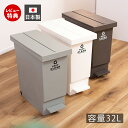 【当店限定特典付】ゴミ箱 ダストボックス 32L 日本製 国産 フットペダル式 蓋 キャスター付き 蓋つき ロック 北欧 スリム マット 大容量 袋止め 分別 キッチン リビング おしゃれ シンプル ホワイト グリーン ブラウン 東谷