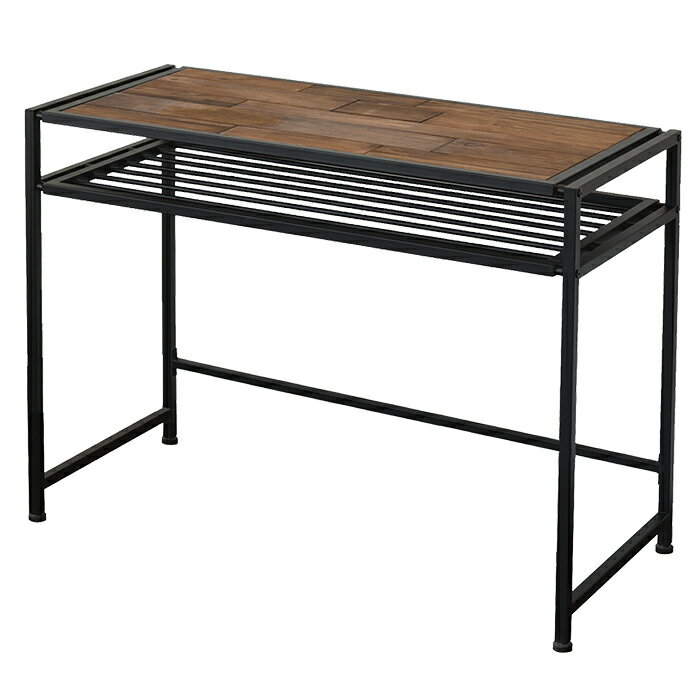 【豪華特典2個付き】GRANT デスク PCデスク 机 学習机 シンプル 幅100cm 棚板付き 省スペース オシャレ アンティーク ワーク 北欧 天然木 木製 ブラウン レトロ コンパクト ウッド 在宅デスク [3]